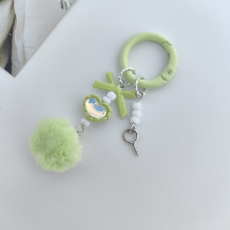 Wholesale 5pcs Creative hair ball beaded DIY keychain